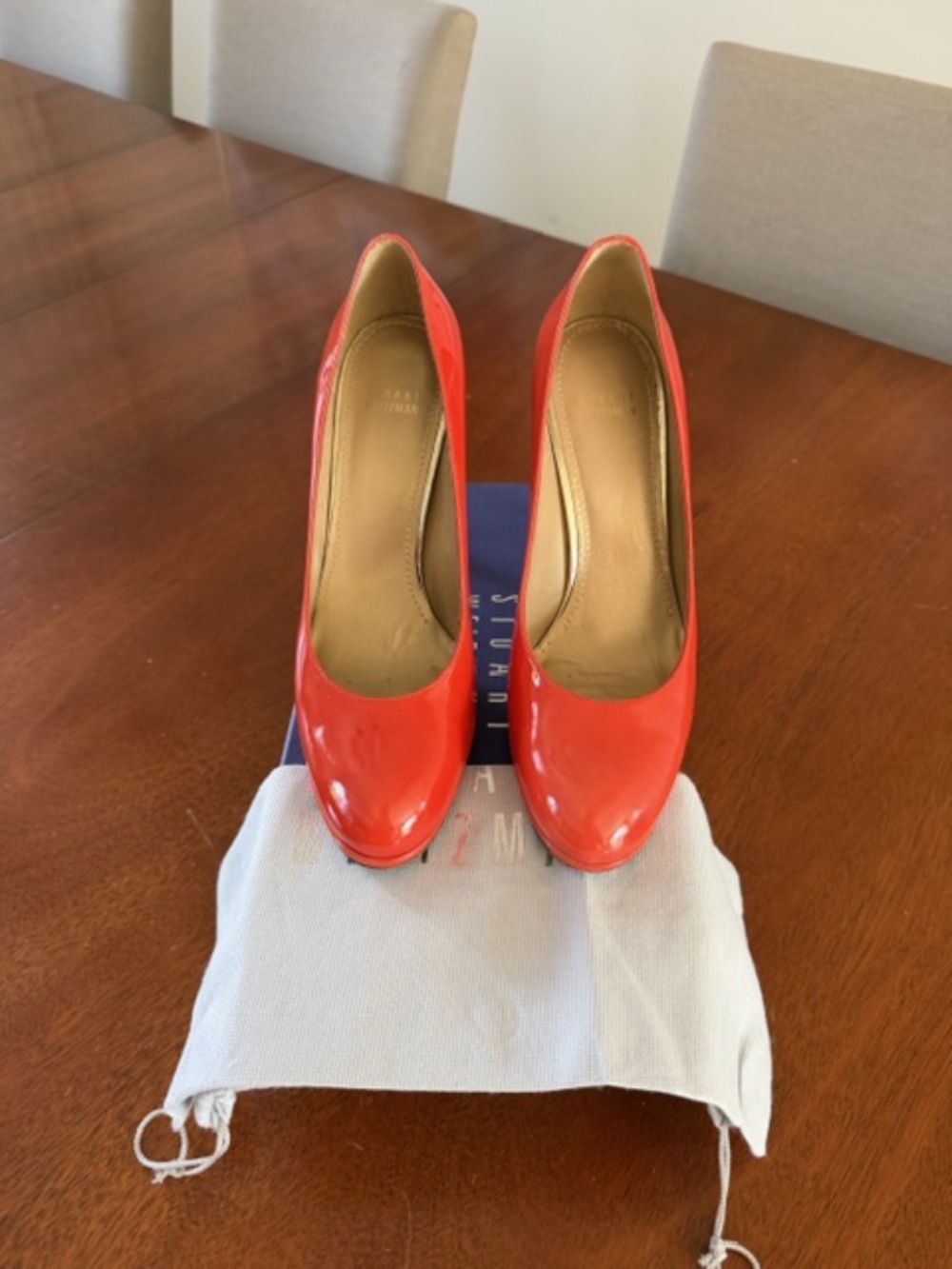 Stuart Weitzman  bright orange patent leather size 10 pumps